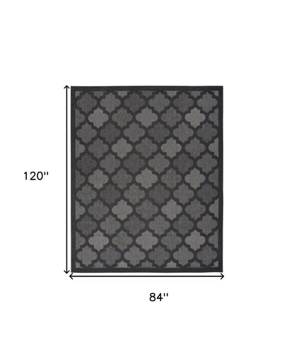 7' X 10' Black Geometric Flatweave Area Rug