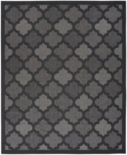 7' X 10' Black Geometric Flatweave Area Rug