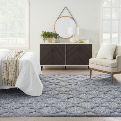 8' X 10' Blue Geometric Flatweave Area Rug