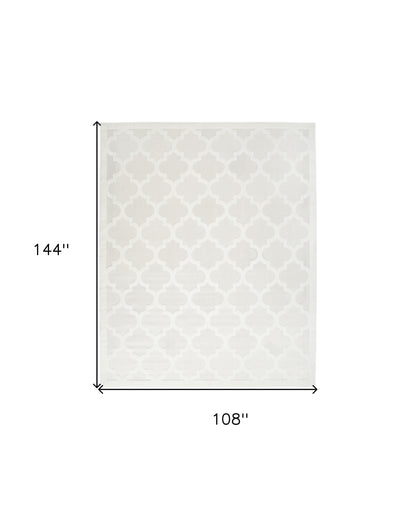 9' X 12' Cream Geometric Flatweave Area Rug