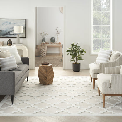 8' X 10' Cream Geometric Flatweave Area Rug