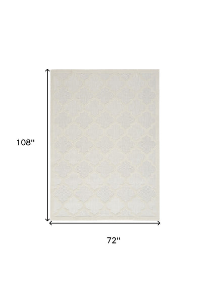 6' X 9' Cream Geometric Flatweave Area Rug