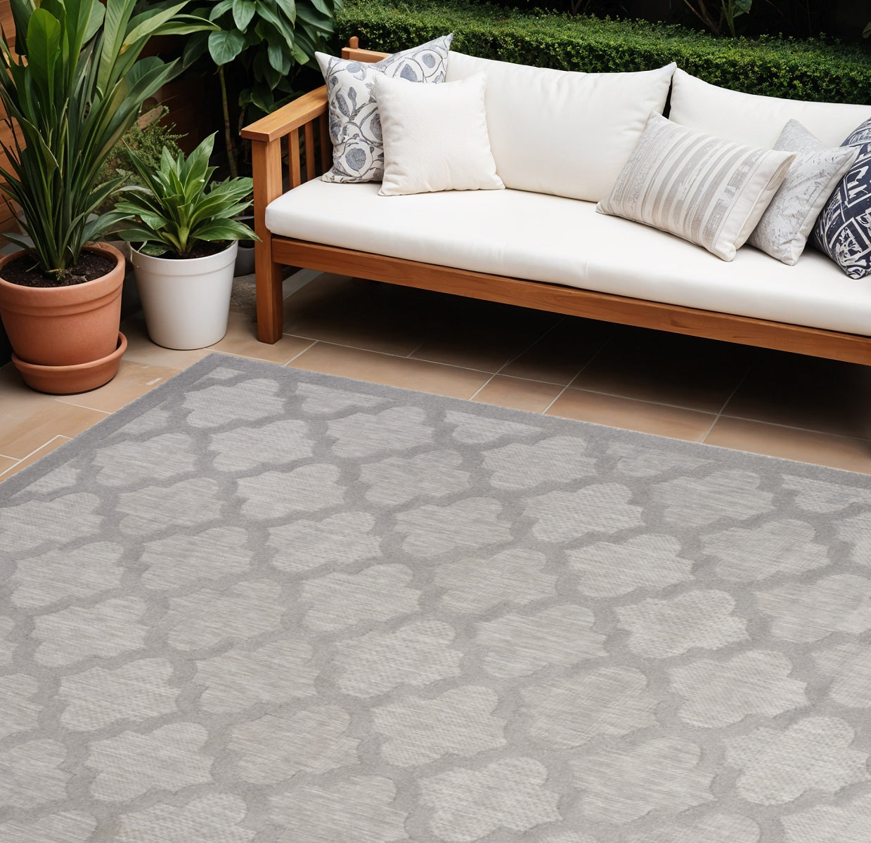 9' X 12' Gray Geometric Flatweave Area Rug