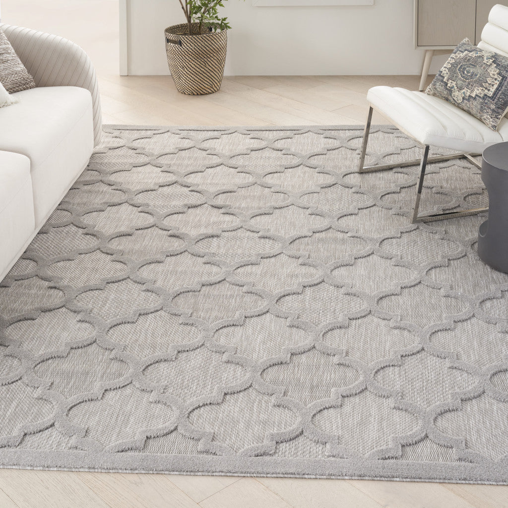 8' X 10' Gray Geometric Flatweave Area Rug