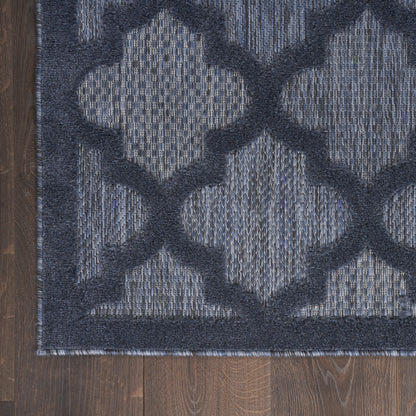 9' X 12' Navy Blue Geometric Flatweave Area Rug