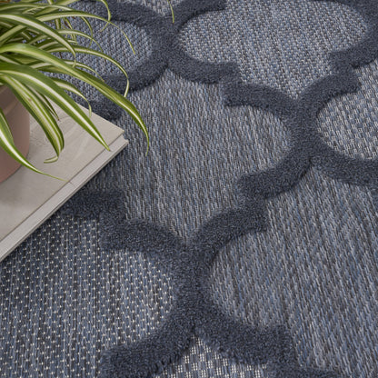 9' X 12' Navy Blue Geometric Flatweave Area Rug