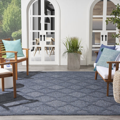 9' X 12' Navy Blue Geometric Flatweave Area Rug