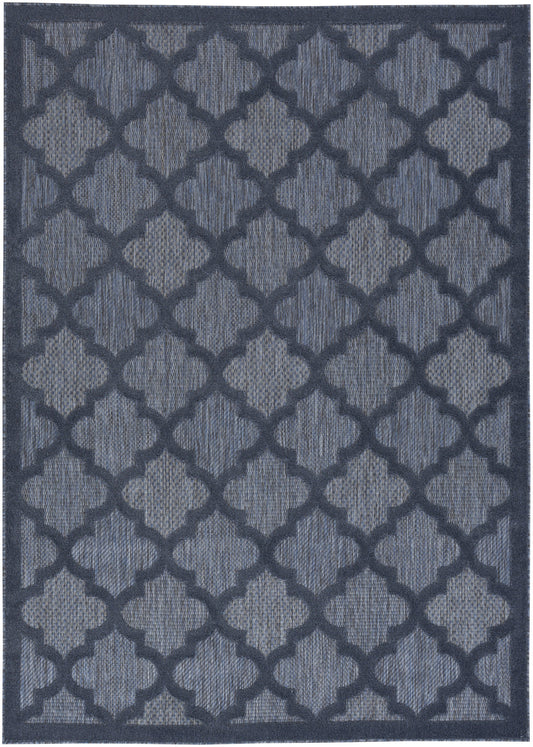 6' X 9' Navy Blue Geometric Flatweave Area Rug