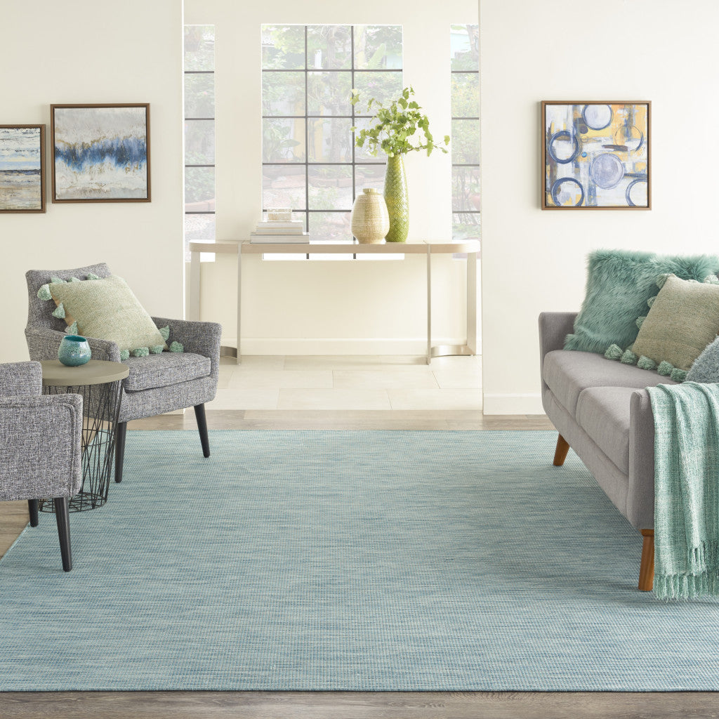 9' X 12' Aqua Power Loom Area Rug