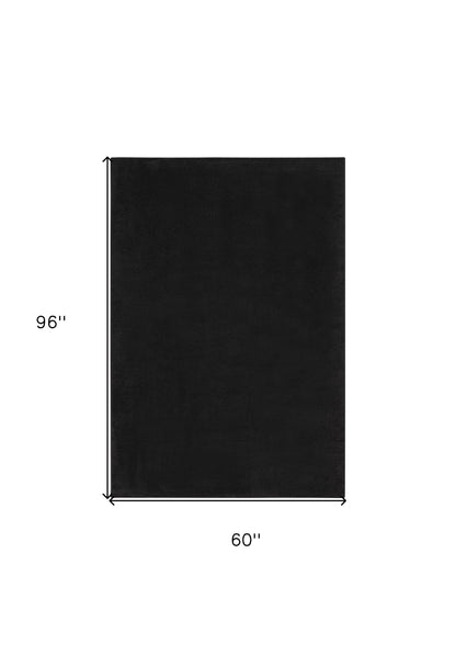 5' X 8' Black Power Loom Area Rug