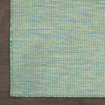 10' Blue and Green Power Loom Indoor Outdoor Runner Rug