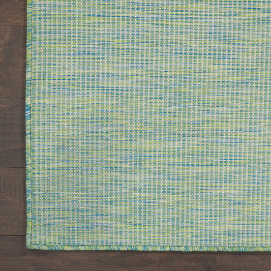 10' Blue and Green Power Loom Indoor Outdoor Runner Rug