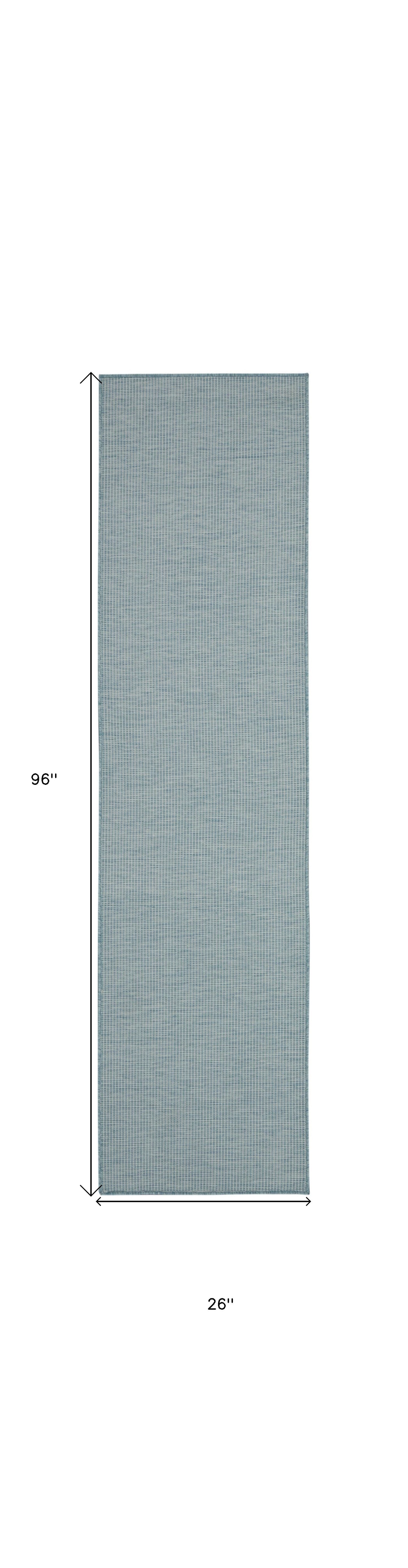 8' Aqua Power Loom Runner Rug