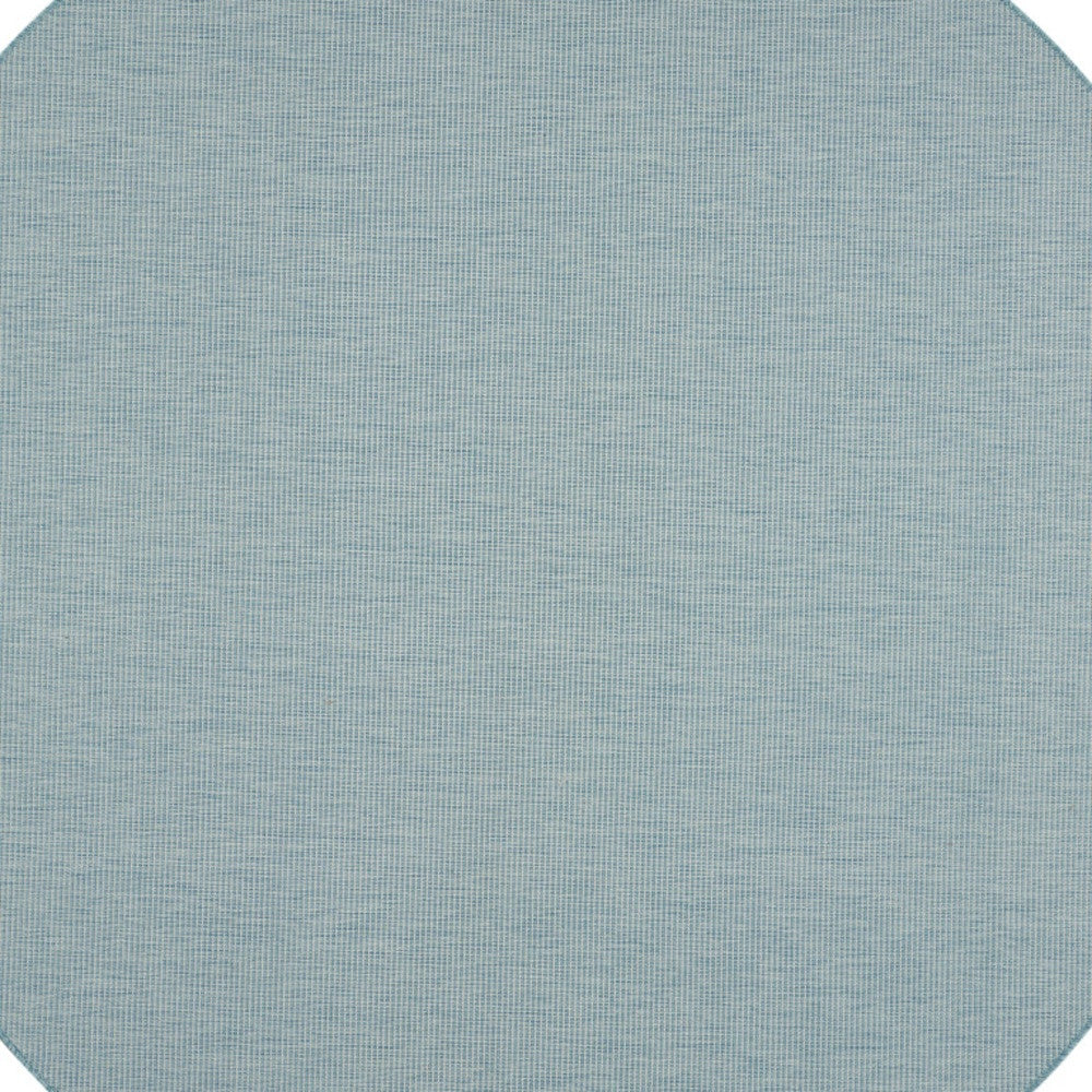 8' Aqua Round Power Loom Area Rug