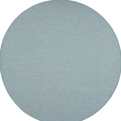 8' Aqua Round Power Loom Area Rug