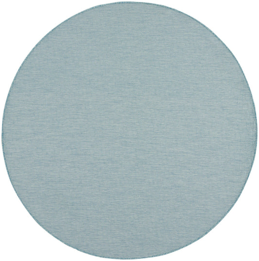 6' Aqua Round Power Loom Area Rug