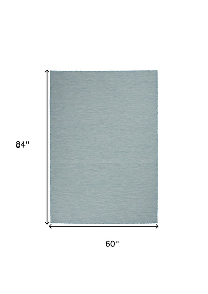 5' X 7' Aqua Power Loom Area Rug