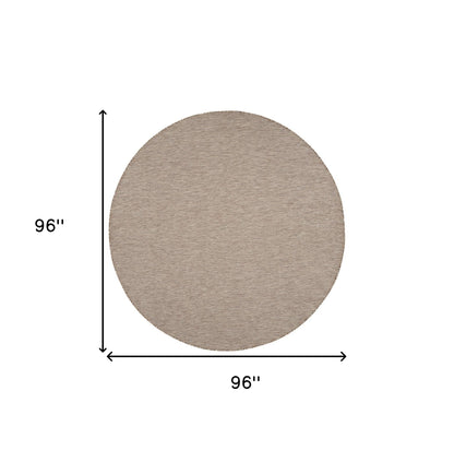 8' Beige Round Power Loom Area Rug