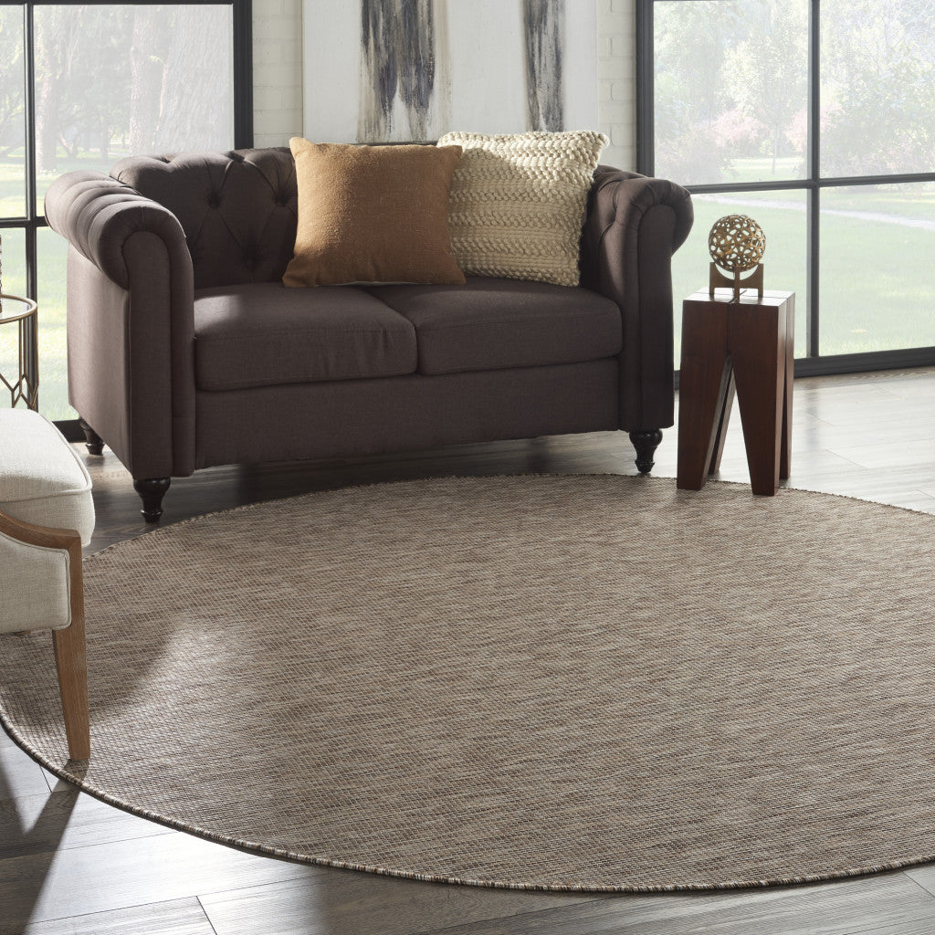 8' Beige Round Power Loom Area Rug