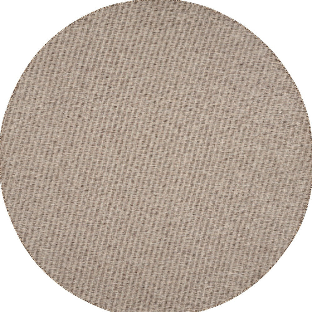 8' Beige Round Power Loom Area Rug