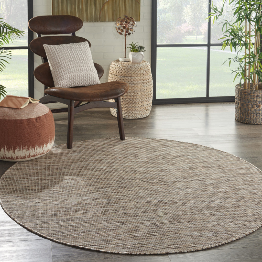 6' Beige Round Power Loom Area Rug