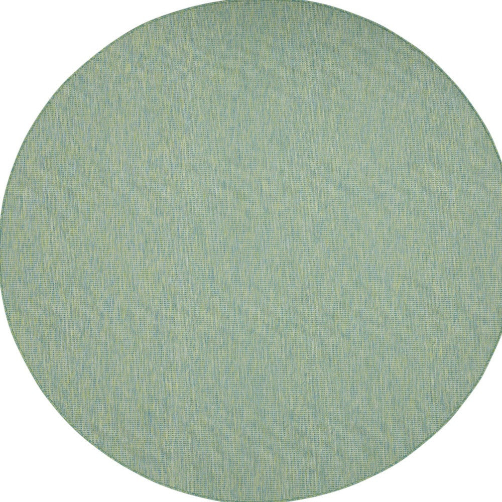 8' Blue Round Power Loom Area Rug