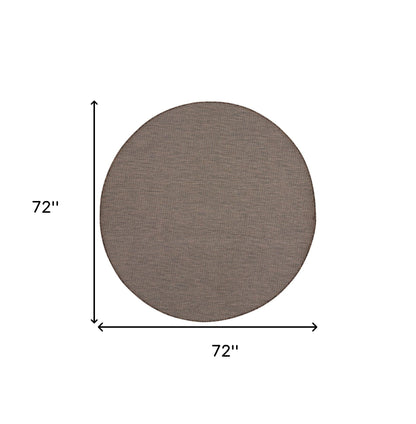 6' Brown Round Power Loom Area Rug