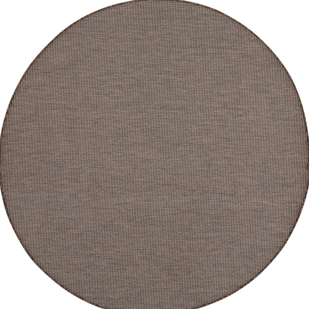 6' Brown Round Power Loom Area Rug