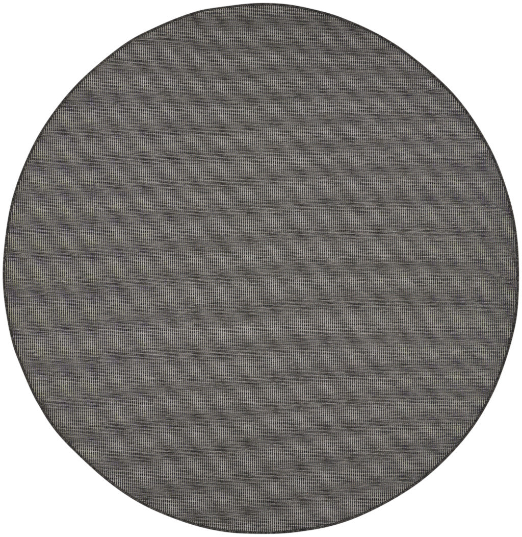 8' Charcoal Round Power Loom Area Rug