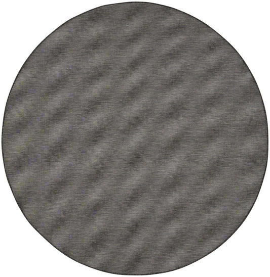 8' Charcoal Round Power Loom Area Rug