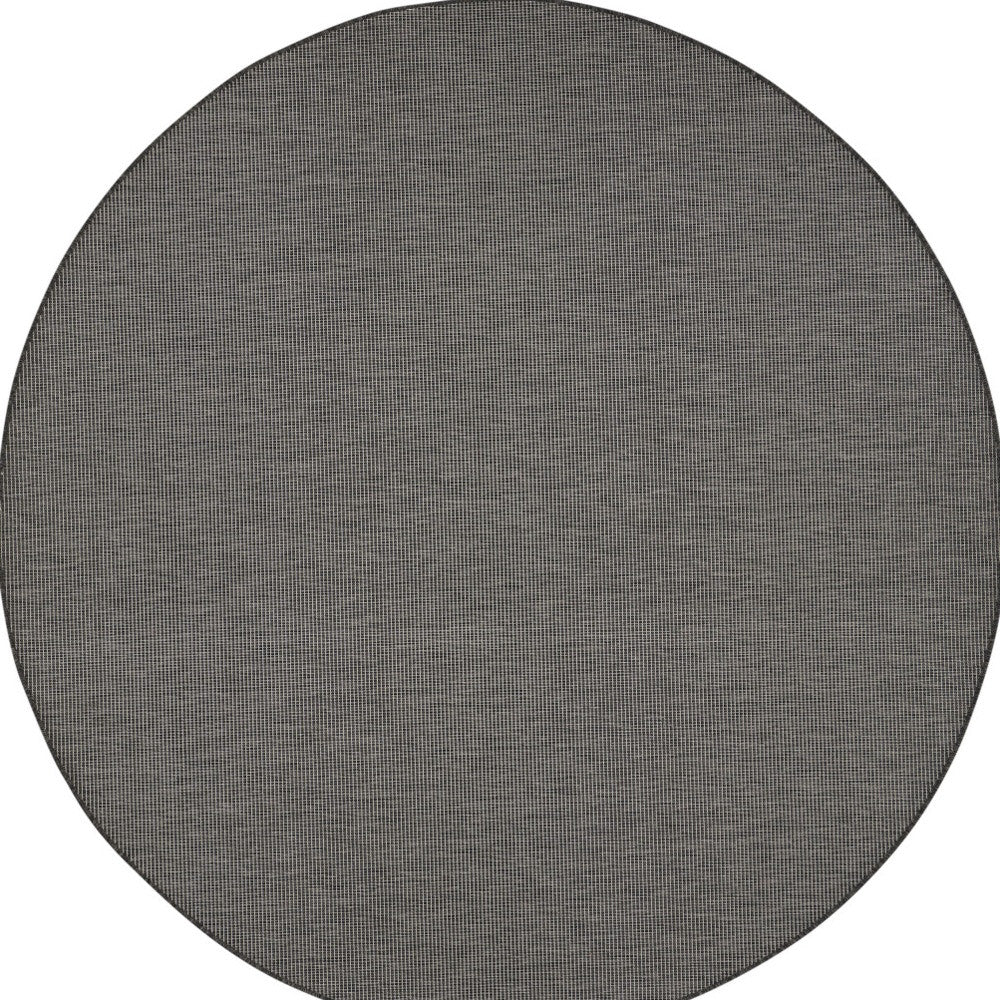 8' Charcoal Round Power Loom Area Rug