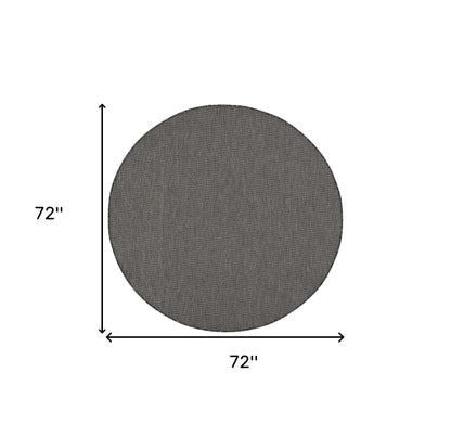 6' Charcoal Round Power Loom Area Rug