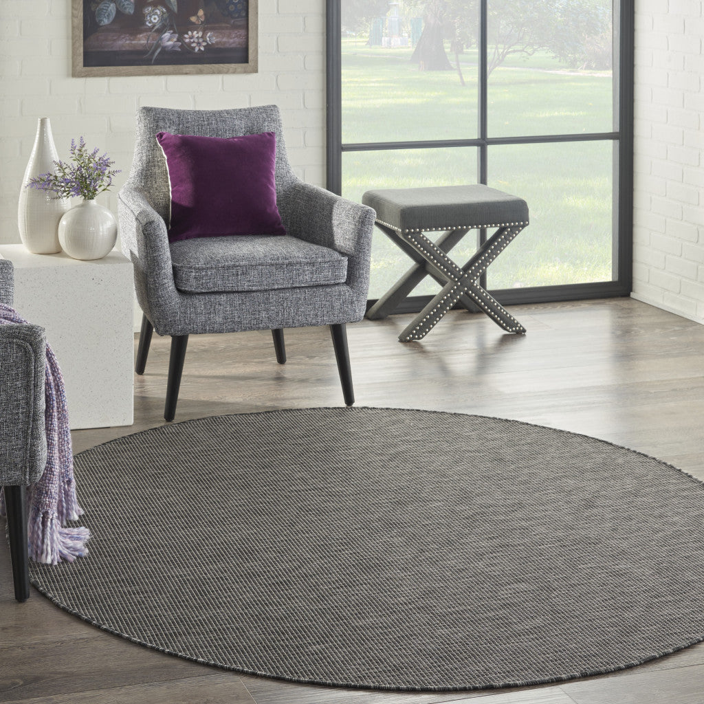 6' Charcoal Round Power Loom Area Rug