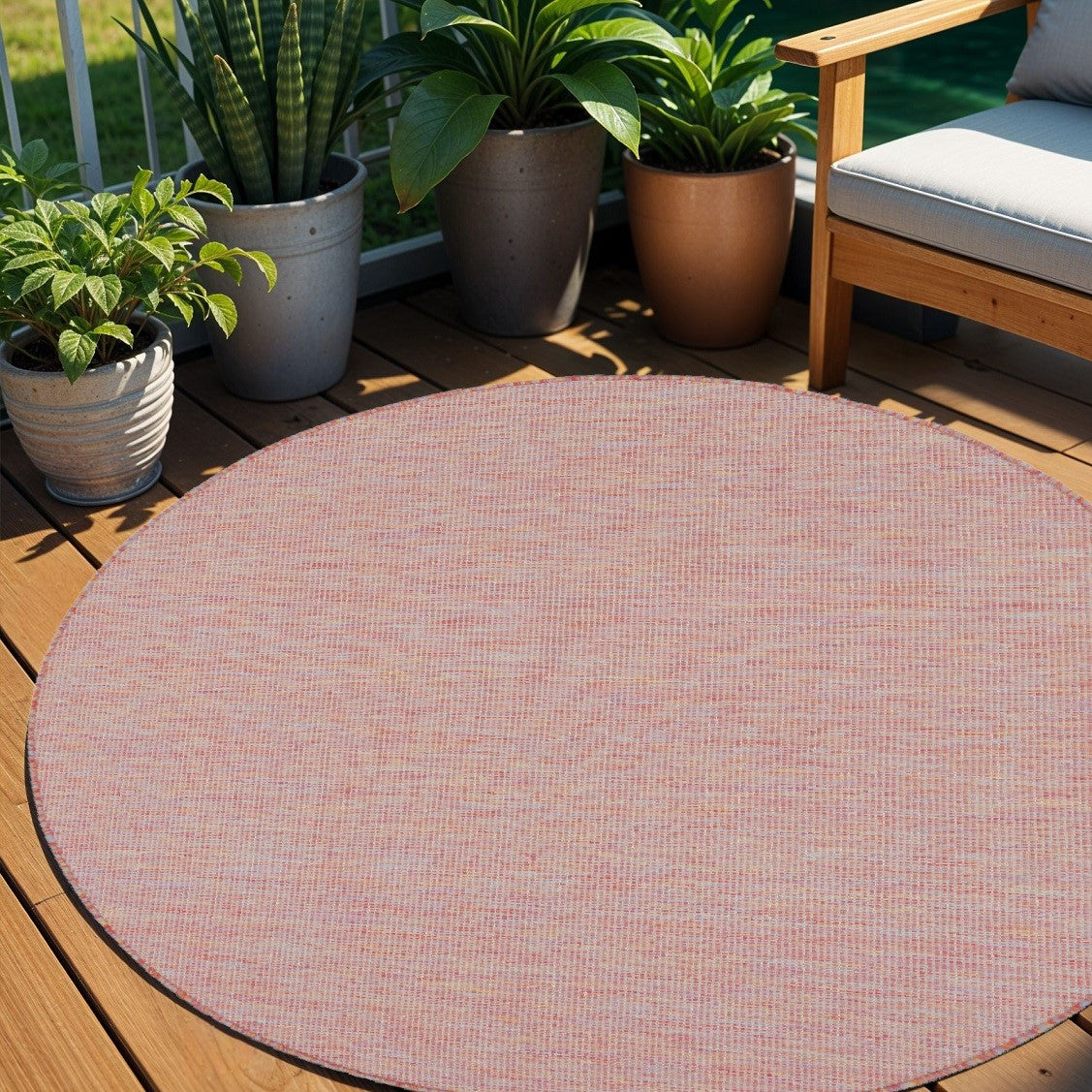 6' Dark Red Round Power Loom Area Rug