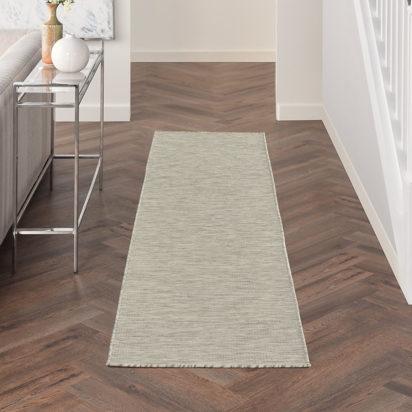 8' Gray Power Loom Runner Rug