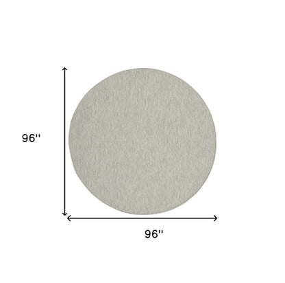 8' Gray Round Power Loom Area Rug