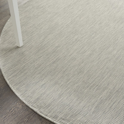 6' Gray Round Power Loom Area Rug