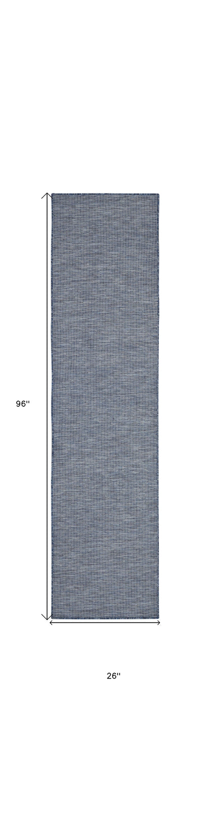 8' Navy Blue Power Loom Runner Rug