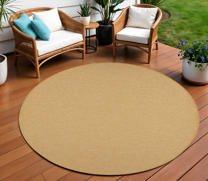 8' Yellow Round Power Loom Area Rug