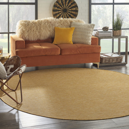 8' Yellow Round Power Loom Area Rug