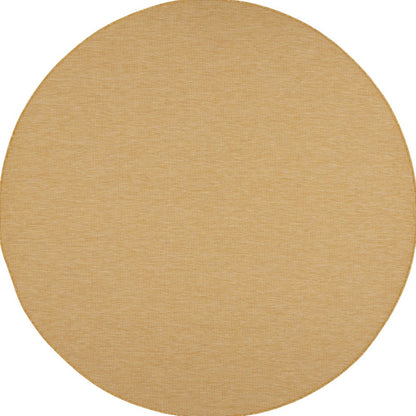 8' Yellow Round Power Loom Area Rug