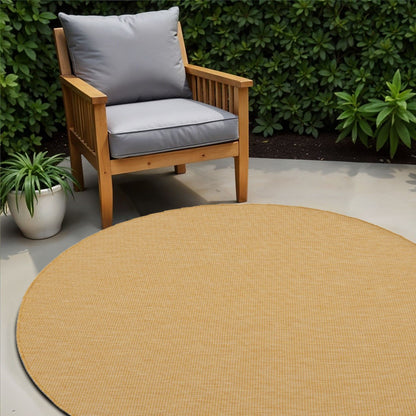 6' Yellow Round Power Loom Area Rug