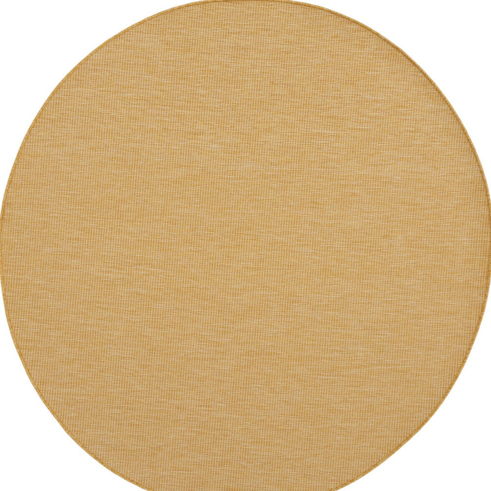 6' Yellow Round Power Loom Area Rug