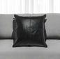 22" Black Leather Feather Throw Pillow