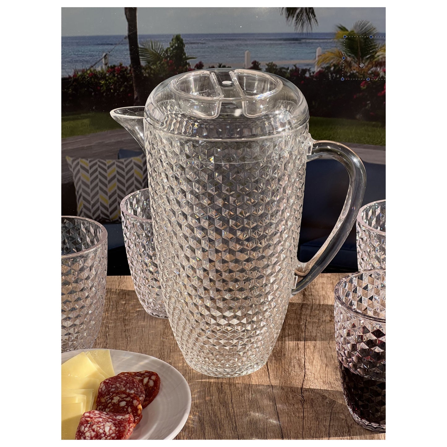 2.5 Quart Clear Diamond Acrylic Serving Pitcher