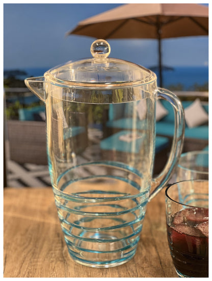 2.5 Quart Clear and Blue Swirl Acrylic Pitcher