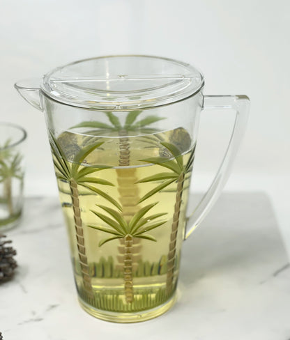 2.5 Quart Clear and Green Palm Tree Acrylic Pitcher