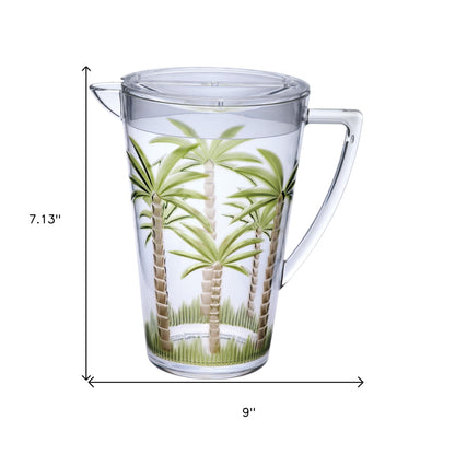 2.5 Quart Clear and Green Palm Tree Acrylic Pitcher