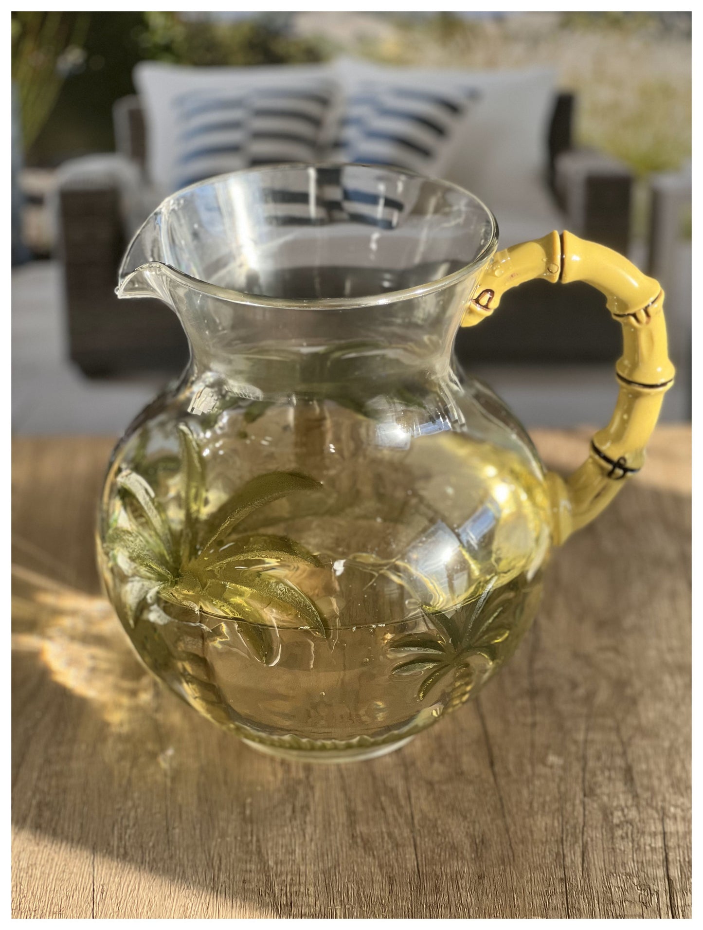 3 Quart Clear and Green Palm Tree Acrylic Pitcher