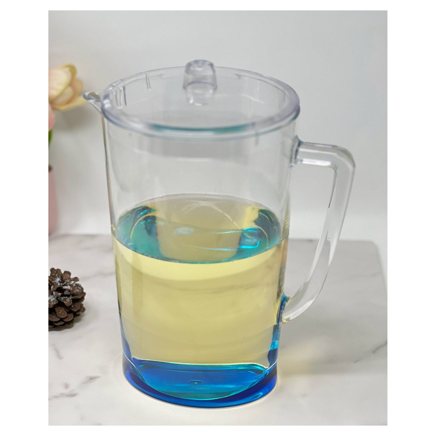 2.75 Quart Clear and Blue Acrylic Pitcher